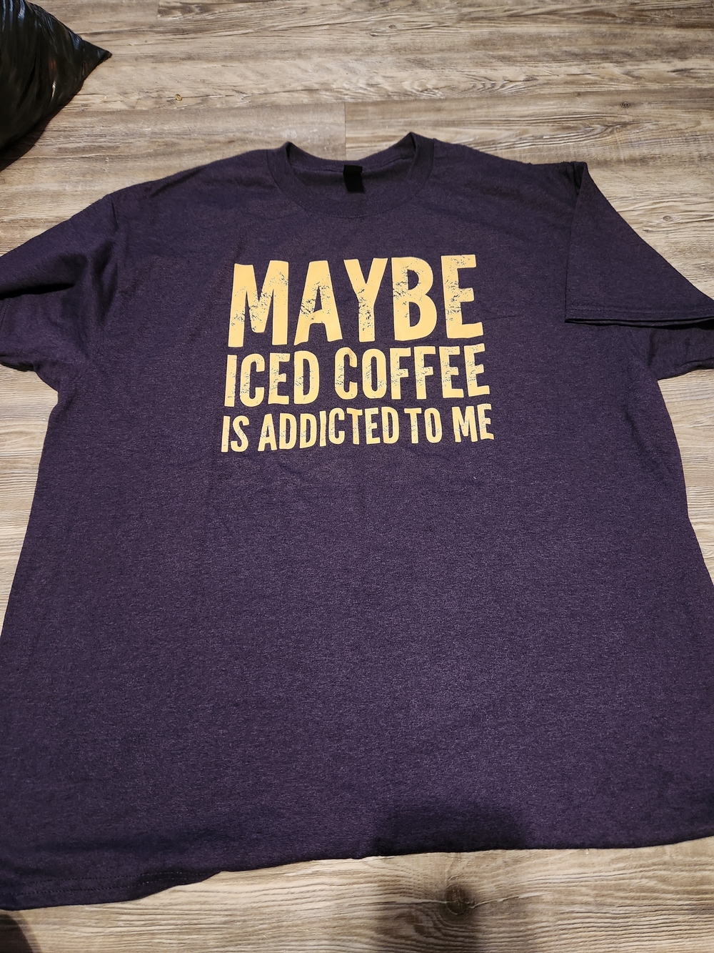 Gildan Purple Graphic Tee with Bold Yellow Slogan